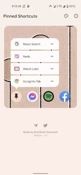 Pinned Shortcuts app