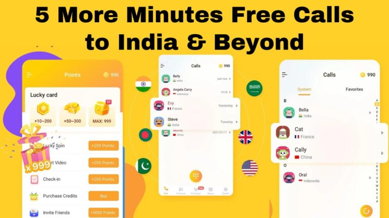 5 More Minutes Free Calls to India & Beyond
