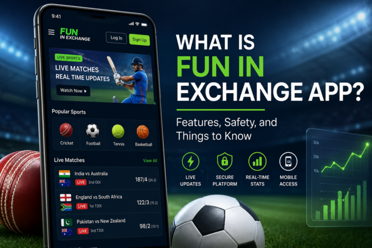 Smartphone displaying live sports updates and digital dashboard representing the Fun in Exchange platform